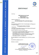Zertifikat AD 2000-Merkblatt HP 0 - Druckgeraeterichtlinie 97/23/EG (deutsch) Zertifikat AD 2000-Merkblatt HP 0 - Druckgeraeterichtlinie 97/23/EG (deutsch)